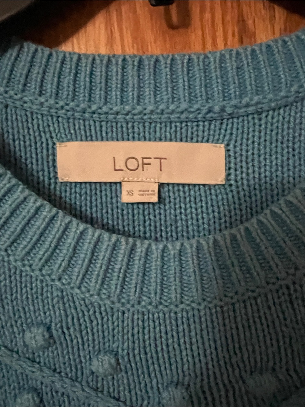 Blue popcorn cable knit Loft XS sweater - Picture 2 of 2